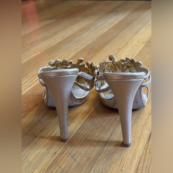 Rene Caovilla Crystal Gold Mules Sandals With Glitter Instep Sz 36.5 - Picture 7 of 11